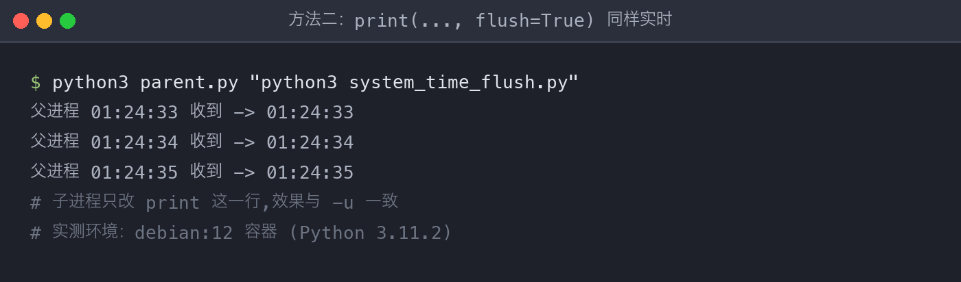 配图3：flush=True 实时实测